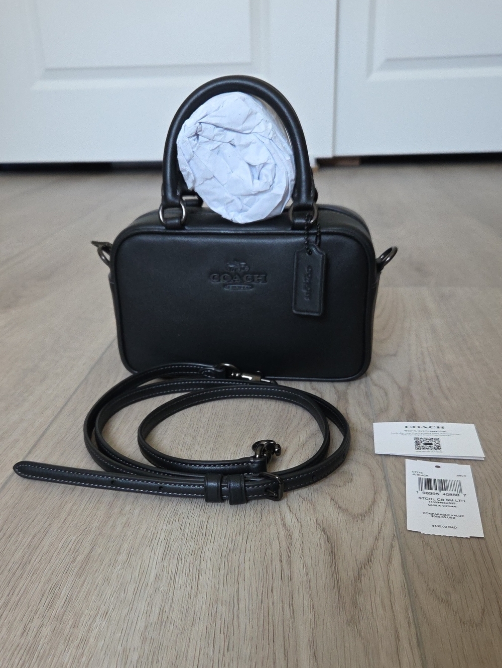 Coach Black Leather Mini Satchel with Detachable Crossbody Strap